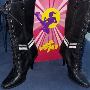 Elegant Black Lace-Up Women's Boots